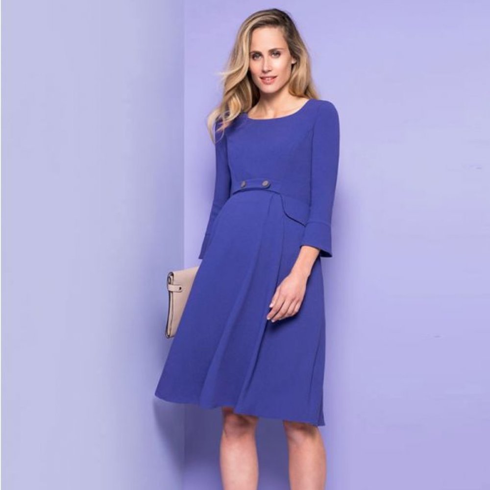 Seraphine Luxe Royal Blue Maternity Dress as seen on Kate Middleton